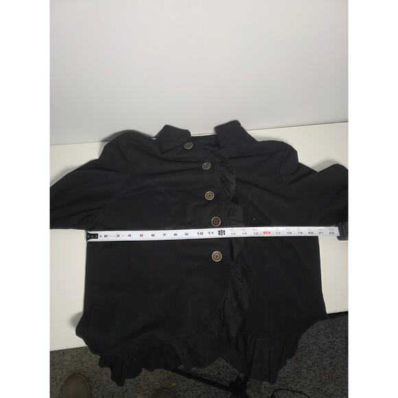 Cynthia Rowley Womens 1x Plus Black Ruffle Button Down Cardigan Sweater Blazer - Picture 5 of 7
